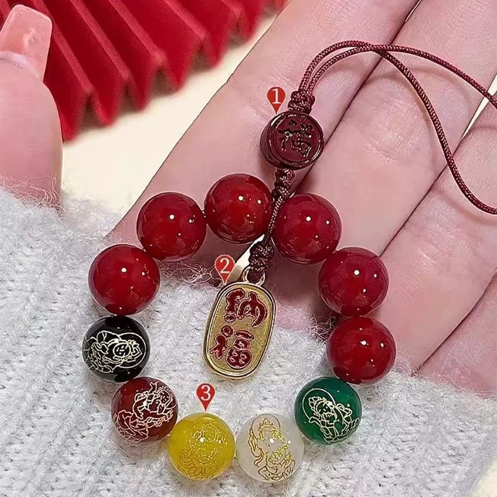 โชคดีพรเทพเจ้าแห่งความมั่งคั่งโทรศัพท์เสน่ห์สําหรับเคสโทรศัพท์ตกแต่งปีใหม่