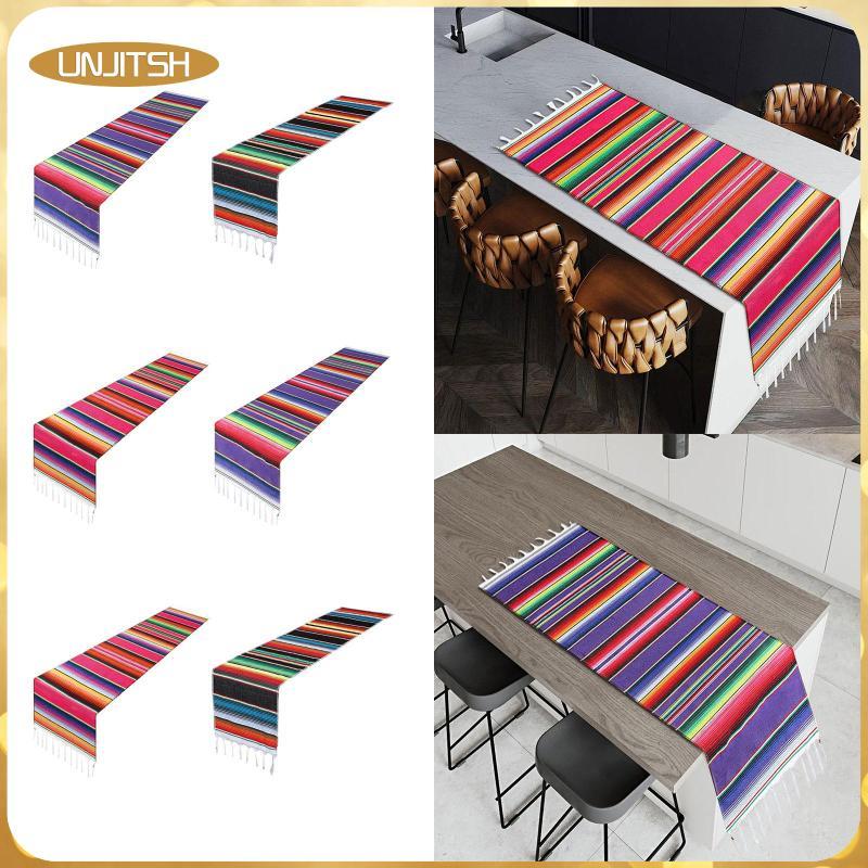 [unjitsh] 8x Mexican Table Runner Mexican Serape สําหรับ Fiesta Themed Cinco DE Mayo