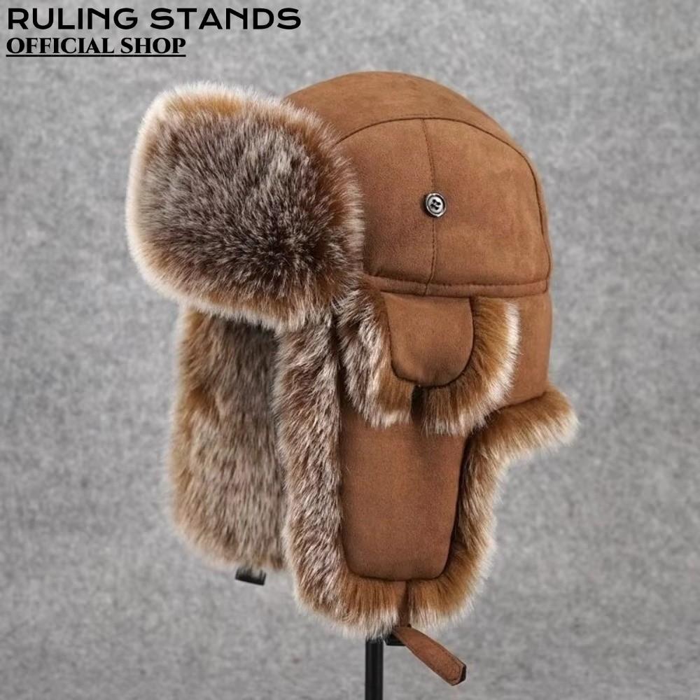 RULING STANDS Traper Hat, Warm Windproof Bomber Hat, เลียนแบบ Faux Fur Faux Fur Earflap ฤดูหนาว