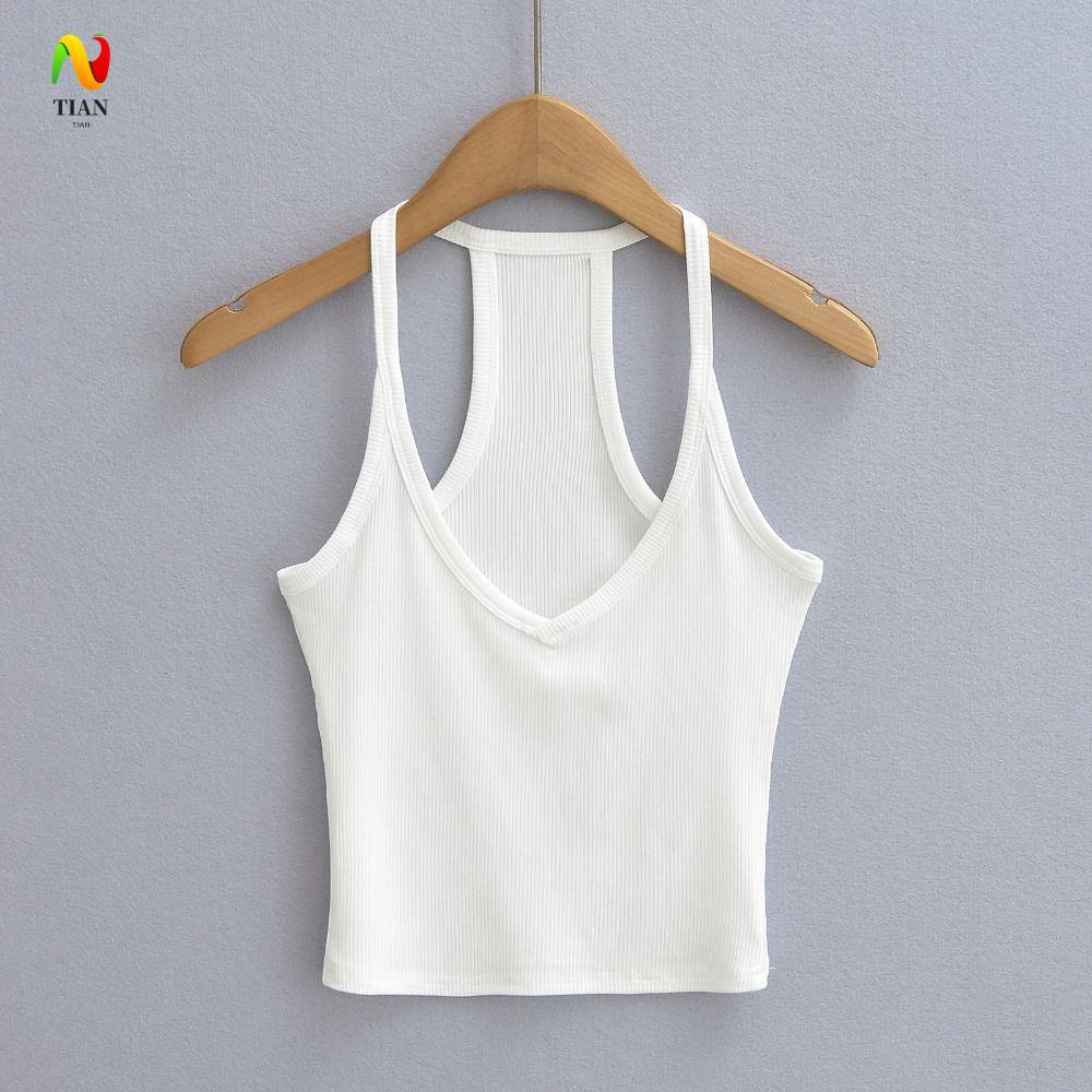 INQUIRY IMPACT Skinny Camisole, คอลึก Y2K Slim Fit Tops, Chic Casual Basic Undershirts แขนกุด Cami T