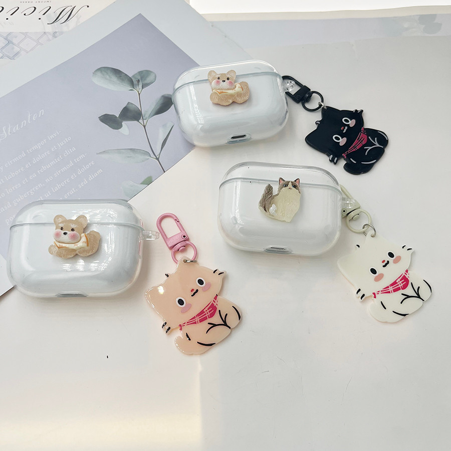 แมวน่ารัก keychian สําหรับ QCY MeloBuds Pro / arc buds lite/AilyBuds Pro เคสซิลิโคนหูฟังสําหรับ QCY 