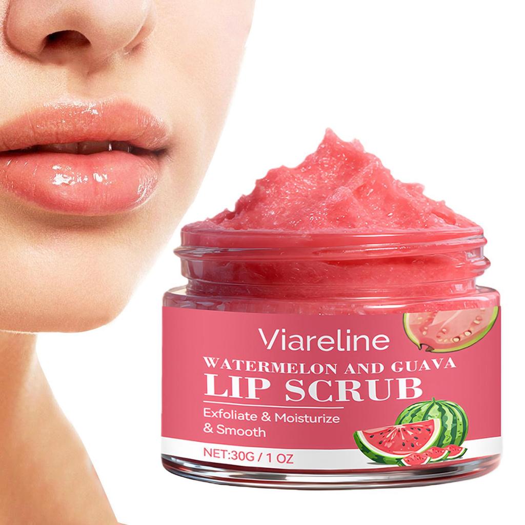 Watermelon Guava Lip Scrub Smoothing Dead Skin Remover Scented Brightening Lip Care Scrub huaherth