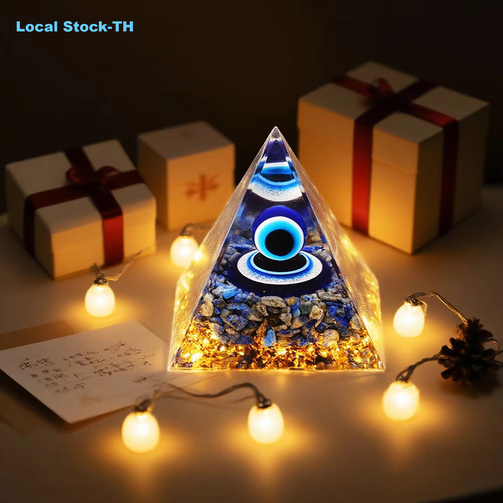 【SayTH✨1-3 วัน】เครื่องประดับตาชั่วร้าย, พลังงาน Orgone Drop กาวพีระมิดตุ๊กตา, Art Carfts เรซิ่น Fortune Lucky คริสตัลหิน Evil Eye Pyramid Home Office