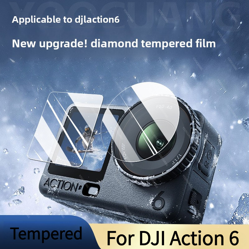 เหมาะสําหรับ Dji Action6 ฟิล์มนิรภัยฟิล์มเลนส์ป้องกันการระเบิดฟิล์มหน้าจอกล้องกีฬา