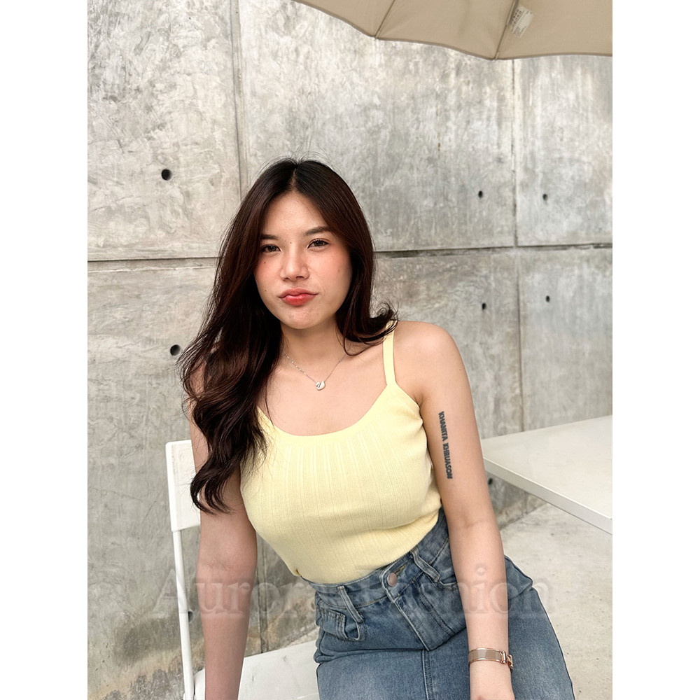 Aurora 🛒พร้อมส่ง🚚 (รูปถ่ายจากงานจริง) เสื้อสายเดี่ยวไหมพรมสีสดใสยืดพอดีตัวใส่ได้ทุกวัน - รูปที่ 6