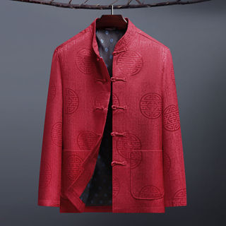 ชุดสูทผู้ใหญ่และผู้สูงอายุ สไตล์ฤดูหนาว ชุดสีแดงเน้นโอกาสพิเ…