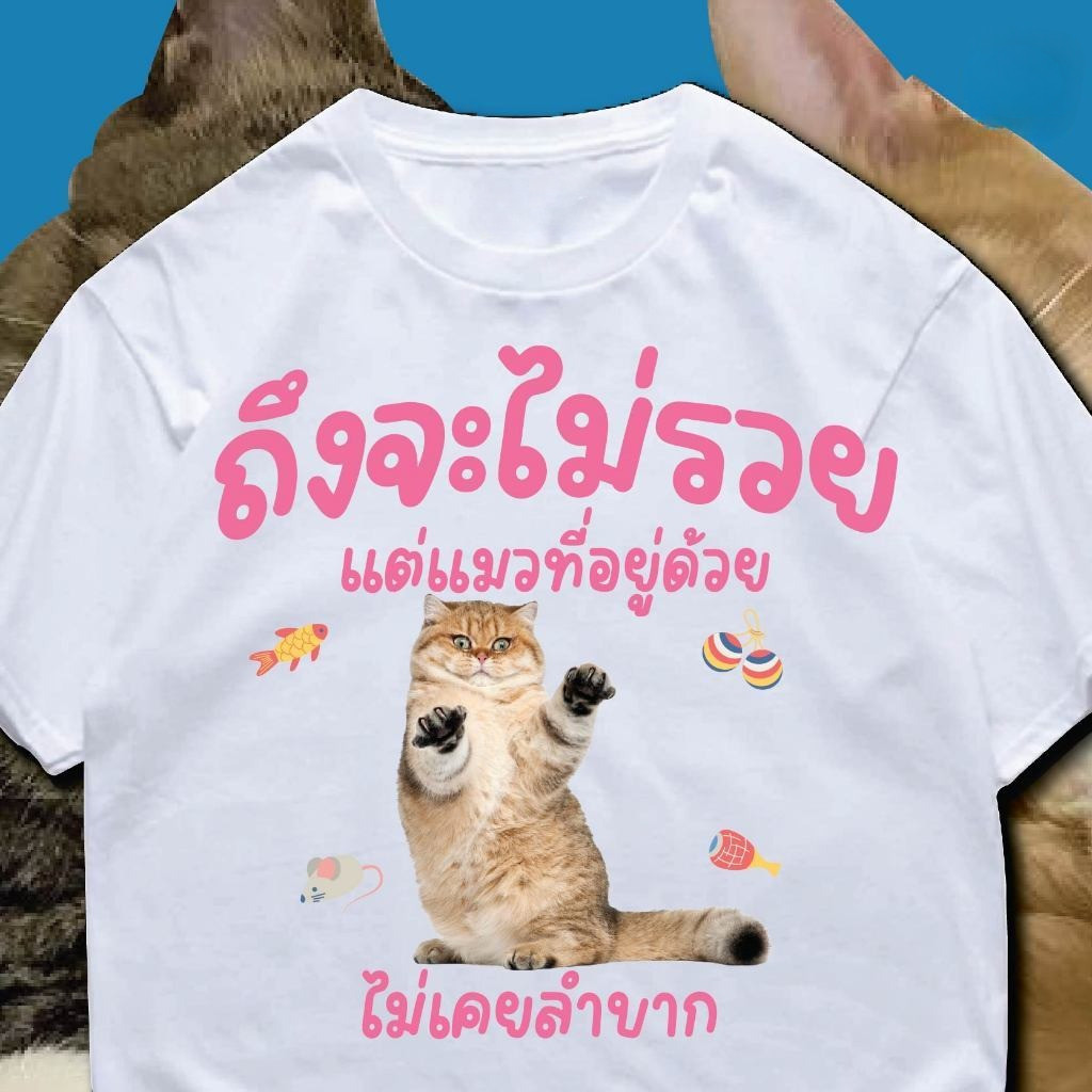 YOUNG T ( พร้อมส่งเสื้อเฮีย ) M~3XL  เสื้อ ถึงจะไม่รวย แต่แมวที่อยู่ด้วย หลากสี ผ้าCotton 100% ราคา ถูกที่สุด ดีลบีเคเค แกลเลอรีภาพที่ 2
