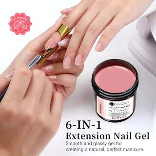 UR SUGAR 6-IN-1 Jelly White Nude เล็บเจลอะคริลิคใส Quick Building เล็บ UV LED เจลกึ่งถาวรเคลือบเงา 150g