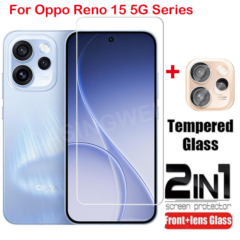 2 In 1 ป้องกันหน้าจอกระจกนิรภัยฟิล์มสําหรับ OPPO Reno 16 15 F Pro Max 16F 16Pro 15F 15Pro 15ProMax Reno15 F Pro กล้องกลับเลนส์ป้องกันกระจกคลุมทั้งหมดฟิล์มด้านหน้า
