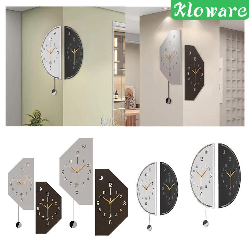 [Kloware] Double Sided Corner Wall Clock Minimalist Wall Ornament Decorative Clock for Home Dining R
