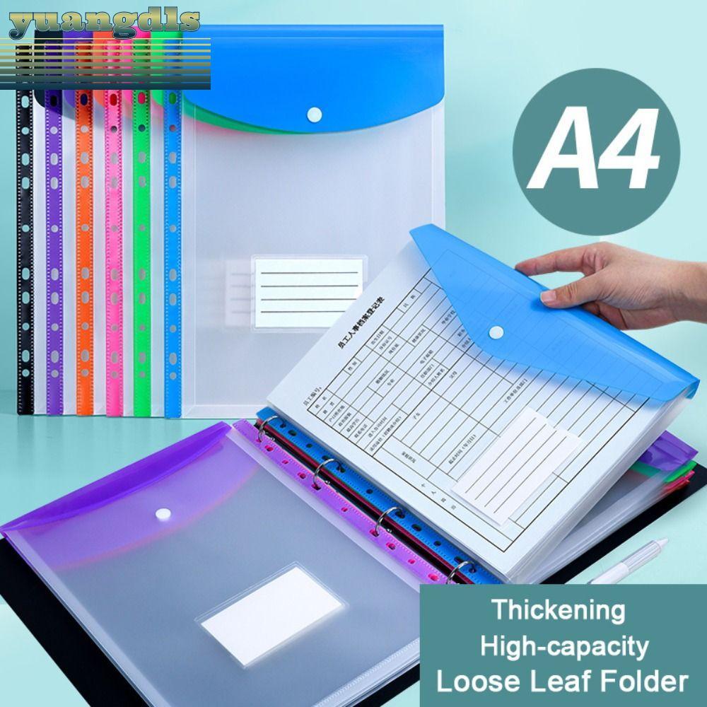 YUANG 6 ชิ้น Binder Pocket, แฟ้ม A4, ซองพลาสติก 6 สี Label Loose-Leaf Home