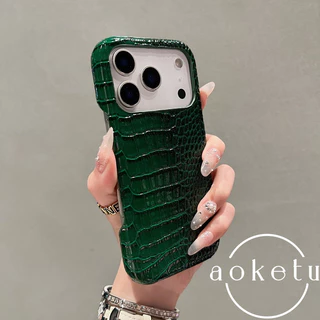 เหมาะสําหรับ แอปเปิล 17 เคสโทรศัพท์ลายจระเข้สีส้ม ไอโฟน 17 โปรแม็กซ์ ผิวมัน 16มือโปร ป้องกันการตก 15 ง่าย 14/13/12/11 ครึ่งแพ็คเคสกระจายความร้อน