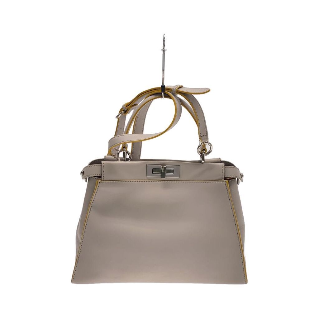 FENDI 8BN290 Peekaboo Regular Leather Handbag GRY Direct from Japan Secondhand
