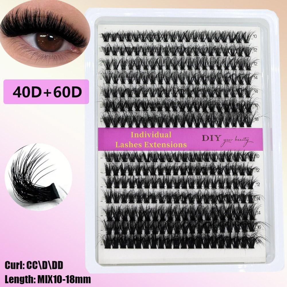 WUMI 3d สีดําคลัสเตอร์ขนตา 40d 60d 80d 100d Fluffy Soft Eyelashes Segmented เท็จหนา O3a1 WUMI