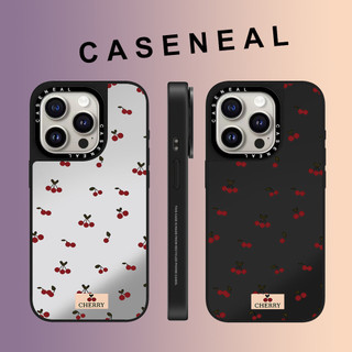 CASENEAL Graffiti little cherry กระจก face โปร่งใสเคสโทรศัพท์สําหรับ iPhone 17 Pro Max 16 ProMax 15Pro 14 Plus 13 12 11 โทรศัพท์กันกระแทกขอบนุ่มฮาร์ดป้องกันกรณี