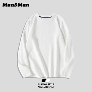 M＆M เสื้อยืดแขนยาวขนาดใหญ่พิเศษสำหรับฤดูใบไม้ผลิ สีพื้นเรียบ…