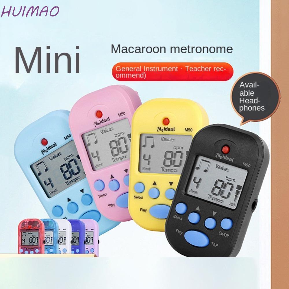 HUIMAO เครื่องเมตรอนอมกระเป๋าแบบคลิป, หูฟังเอาต์พุต Dual-channel Mini Metronome, Mini LCD ใช้งานได้จ