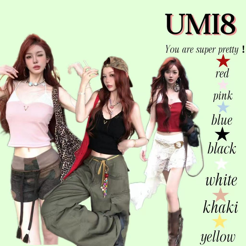 UMI8💝【ในสต็อก】💝 เสื้อสายเดี่ยวลูกไม้ใหม่สำหรับผู้หญิง สีขาว ทรงเข้ารูป ใส่ได้หลายโอกาส และดูเซ็กซี่