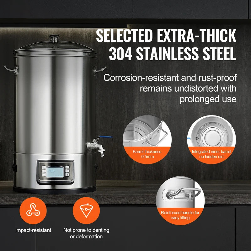 SuccEY ไฟฟ้า Brewing System 8 GALLOWON Brewing สต็อกหม้อ All-in-One บ้านเบียร์ Brewer 304 สแตนเลส Br