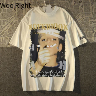 （จัดส่งตลอด 24 ชั่วโมง）Woo Right เสื้อยืดคอกลม แขนสั้น เสื้อยืดแฟชั่น ใส่สบาย HY งานเกรดพรีเมียม งานเกรด A