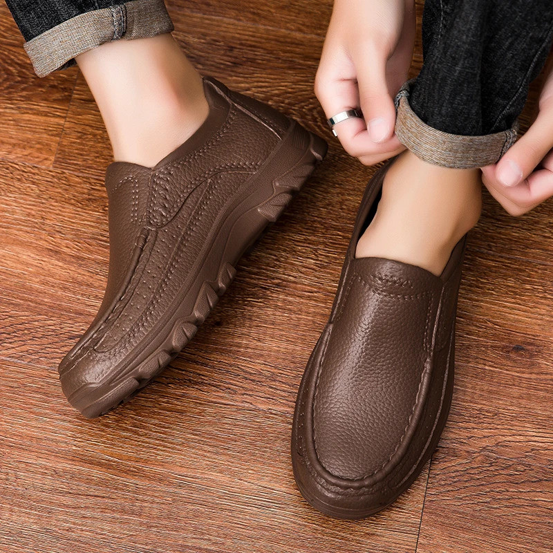 2026 Mens Anti Slip Chef Shoes, Driving Shoes, Mens Leather Shoes,leisure Mule Shoes,man Waterproof 