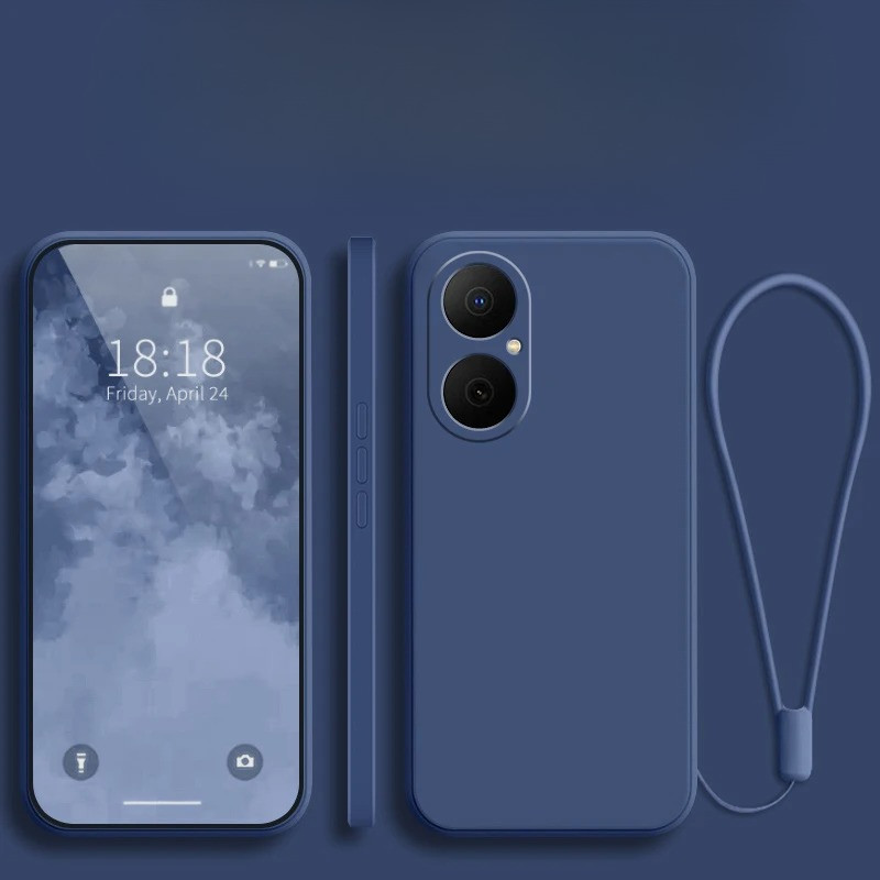ซิลิโคนเหลว Lanyard เคสกันกระแทกสําหรับ Huawei Nova Y73 Soft TPU เลนส์ป้องกันปกหลังสําหรับ Huawei No