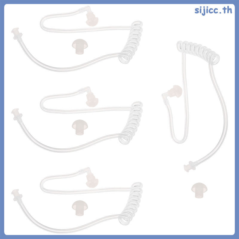 4 ชิ้น Coiled Acoustic Tube อะไหล่สําหรับ Talkie Earpiece โปร่งใส PVC Tube เปลี่ยน sijicc