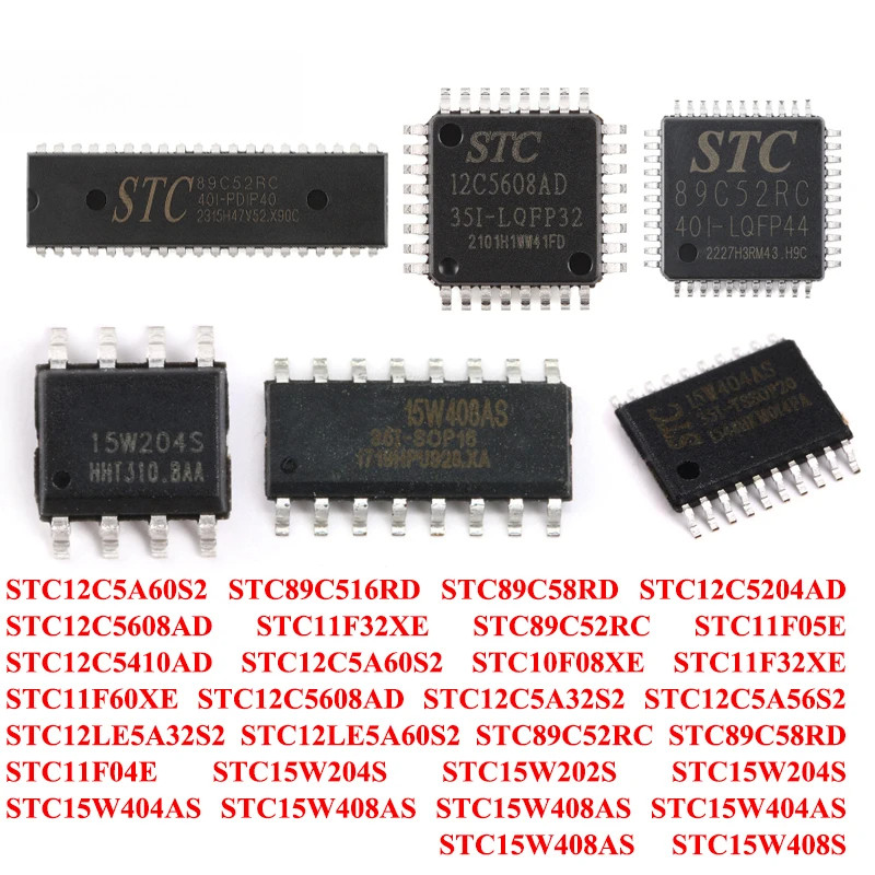 1 STC89C58RD STC12C5A60S2 STC89C516RD STC89C52RC STC12C5608AD STC89C52RC STC15W204S STC408AS STC12C5