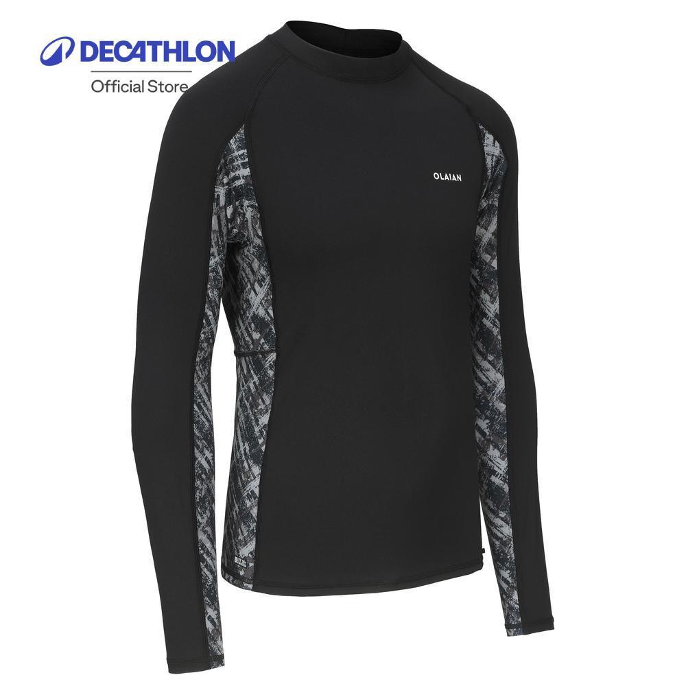 Decathlon Men’S Surfing UV Protection Top Brush เสื้อป้องกันรังสียูวีสำหรับผู้ชายใส่โต้คลื่น - Black