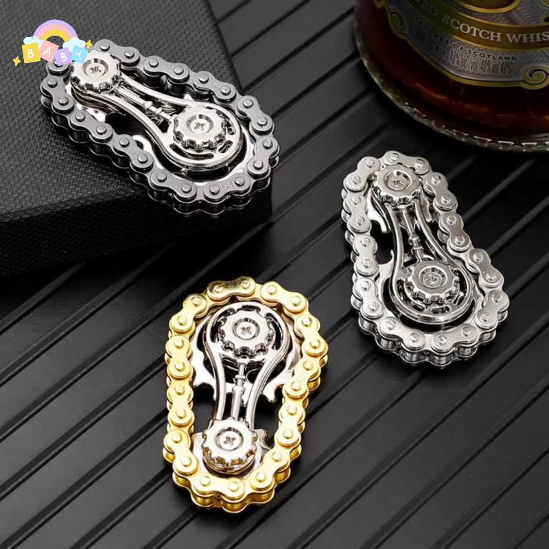 [BB-t] Sproets Hand Roller Fidget Chain Toys, Metal Dual-Gear Chain Fidget Spinner - Precision Machined Stress Relief Focus Toy ใหม่