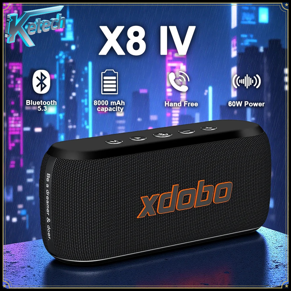 XDOBO X8 IV ลําโพง 60W ซับวูฟเฟอร์ทนทาน 8000mAh แบตเตอรี่ Deep Bass กลางแจ้ง RGB ลําโพงสําหรับโทรศัพ