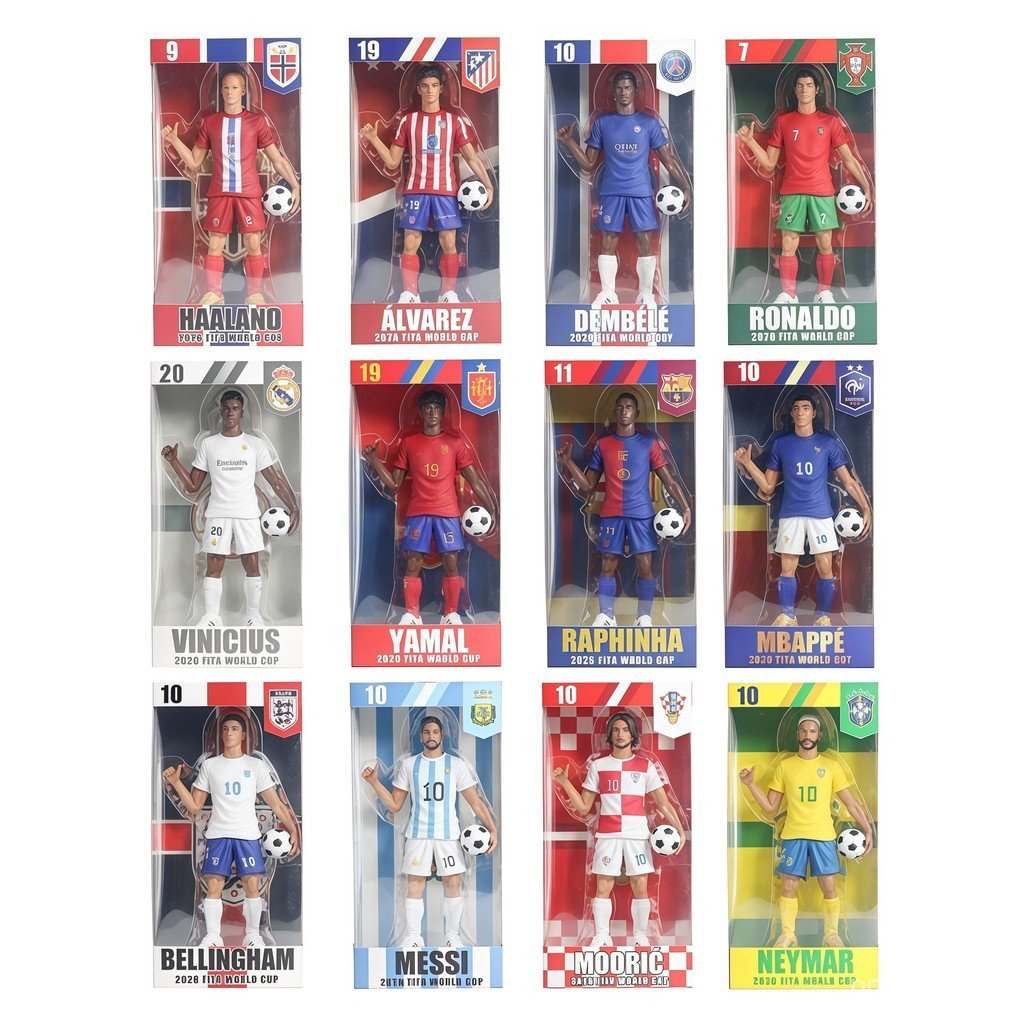 2026 Sepak Bola Soccer 22CM ฟุตบอลดาวรูป Messi Ronaldo Mbappe Yamal | โมเดล PVC Hiasan