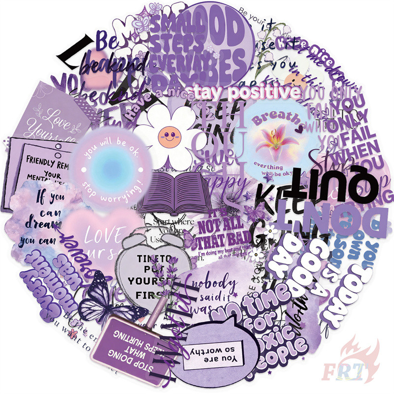 ❀ Retro Purple Healing Prase Series 01 สติ๊กเกอร์ PET ❀ 50 ชิ้น/เซ็ต DIY แฟชั่นกันน้ําเด็กรางวัลสติกเกอร์