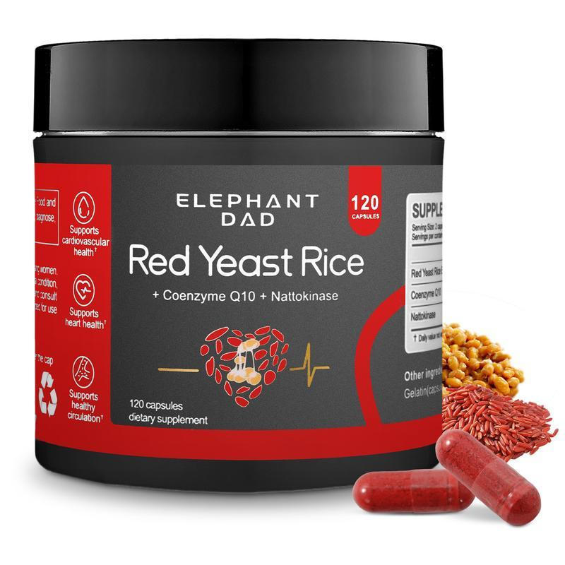 Elephant Dad Red Koji Rice 1,000mg ประกอบด้วย Nattokinase และ Coenzyme Q10-Powerful Natto Extract สํ