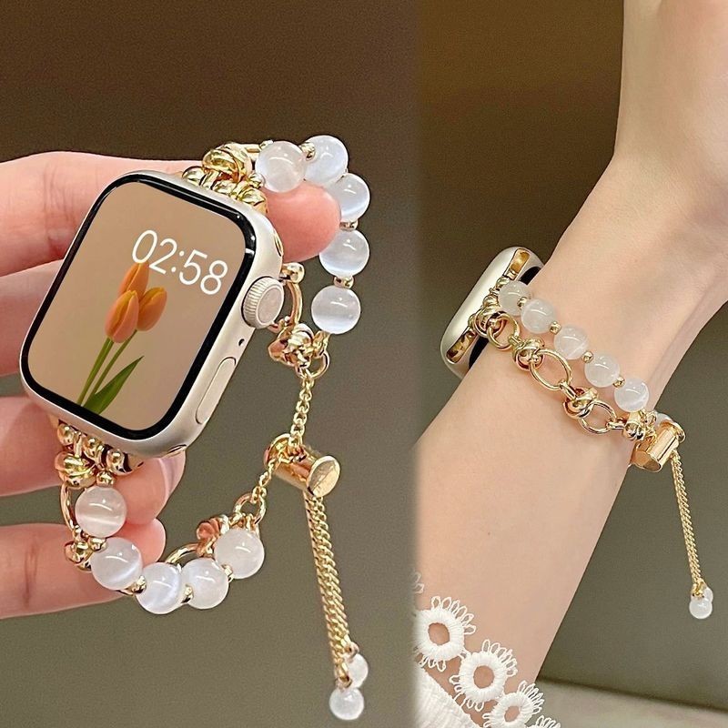สายโซ่โลหะคริสตัลสำหรับ Apple Watch Series 8 แบบพรีเมียมสำหรับ 여성