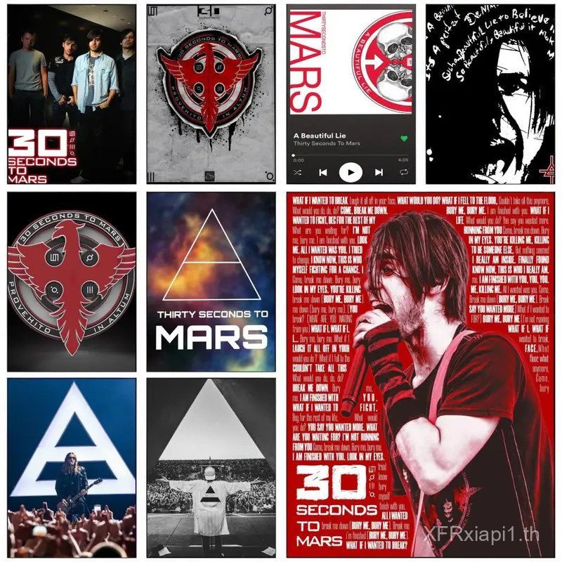 Band 30 S-SECONDS TO MARS โปสเตอร์สําหรับสํานักงานห้องนอนกาแฟตกแต่งบ้านทนทานความงาม Wall Art HD สําน
