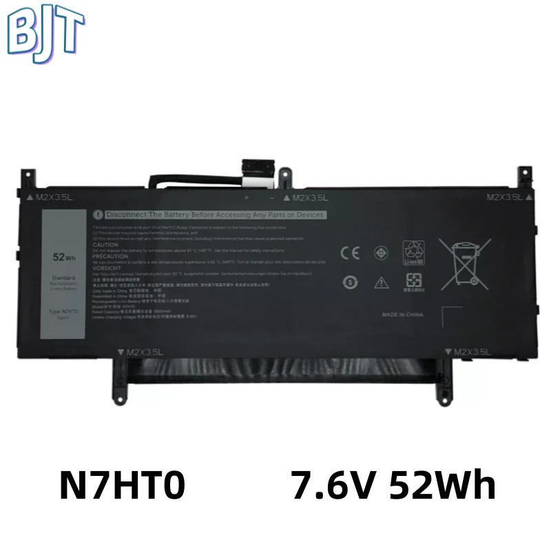 7.6V 52Wh 6500mAh New N7HTO N7HT0 Laptop Battery for Dell Latitude 9510 2-in-1 Series Notebook TVKGH