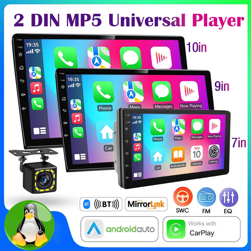 Evean จอติดรถยนต์ 7 นิ้ว / 9 นิ้ว / 10 นิ้ว Double Din Apple CarPlay เครื่องเล่นมัลติมีเดีย MP5 อัตโ