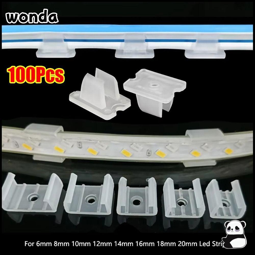 WONDA 100 ชิ้นหัวเข็มขัดติดตั้งไฟ,ผู้ถือโคมไฟติดตั้งพลาสติก LED Strip คลิปคงที่,5050/5730/2835 220 โวลต์ยืดหยุ่น COB 8-20 มม.ผู้ถือโคมไฟเชื่อมต่อ