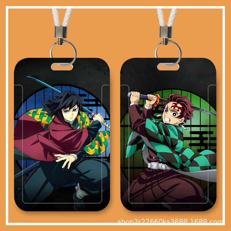 Demon Slayer Blade Card Holder Lanyard Logo สีการ์ดแบบกําหนดเอง Student Campus Access Card Case
