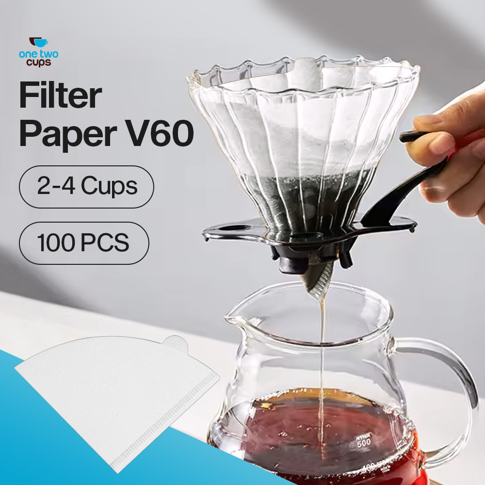 100 PCS กระดาษกรองกาแฟ V60 2-4 ถ้วย - V60 02 กระดาษกรองกาแฟสําหรับ 2-4 ถ้วย Barista - คุณภาพ Manual 