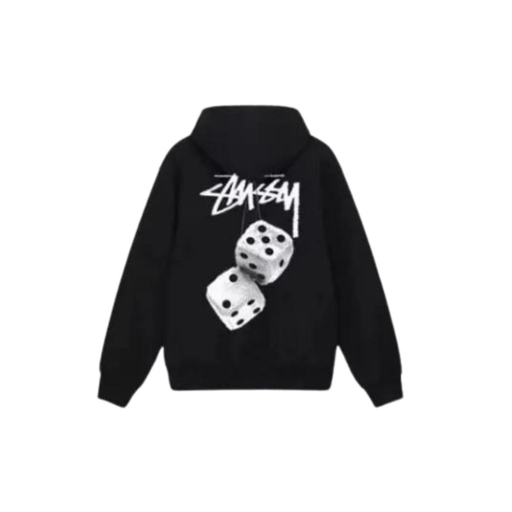 【ของแท้ 100 %】Stussy Fuzzy Dice Hoodie Black