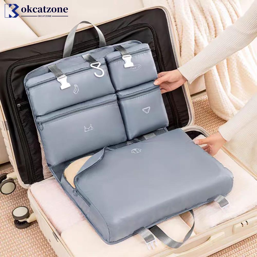 OKCATZONE Travel เสื้อผ้า Organizer กระเป๋าเก็บล้างทําความสะอาดได้กระเป๋าเดินทางแบบพับได้สําหรับ Eas