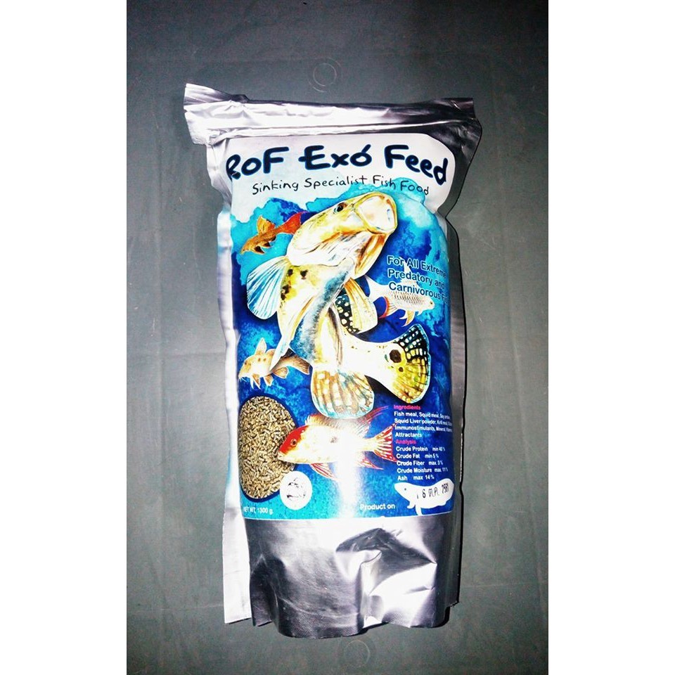wow ขายอาหารปลา RoF Exo Feed ชนิดจมน้ำ น้ำหนัก 1300g. [พร้อมส่งด่วน] ทุกด่วนทุกวัน