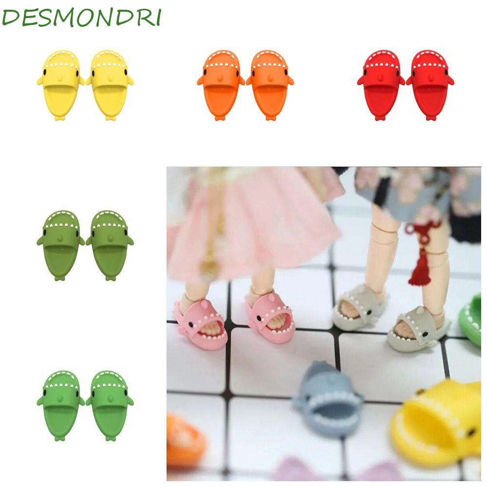 DESMNDRI Ob11 ตุ๊กตา Shark รองเท้าแตะ, Mini Shark Shape BJD12 ตุ๊กตารองเท้า,รองเท้าตกแต่งการ์ตูนรอบ 