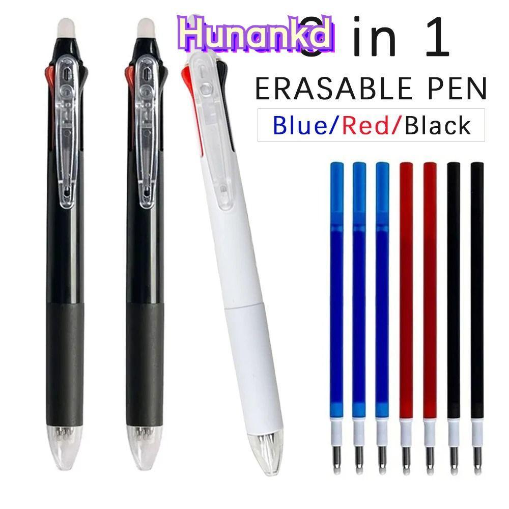 HUAN 3 ใน 1หลายสีกดปากกาลบได้ 0.5 มม. สีแดง, สีดําและสีน้ําเงินปากกาเจลความร้อนสามสีสําหรับเขียน กลับไปโรงเรียน