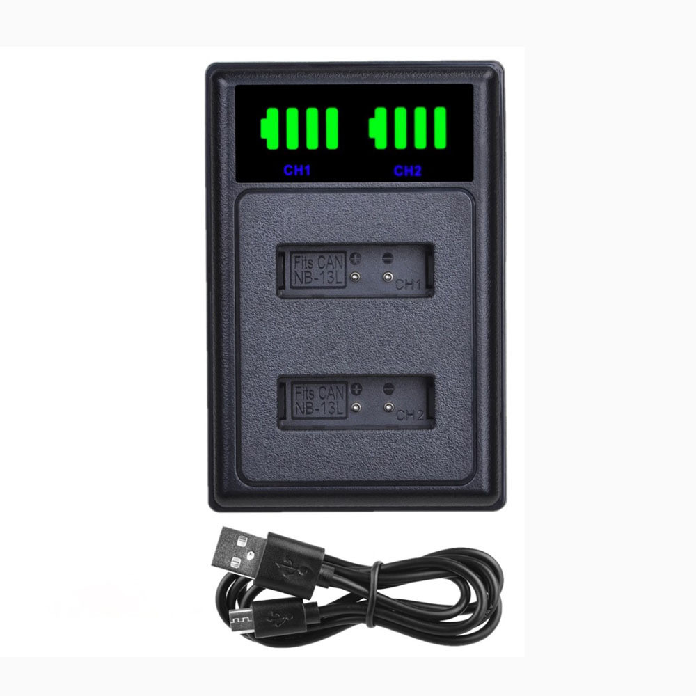 NB-13L Dual Charge Charger เหมาะสําหรับกล้อง Canon G7X2/X3 SX740 SX720 G5X2 G9X2