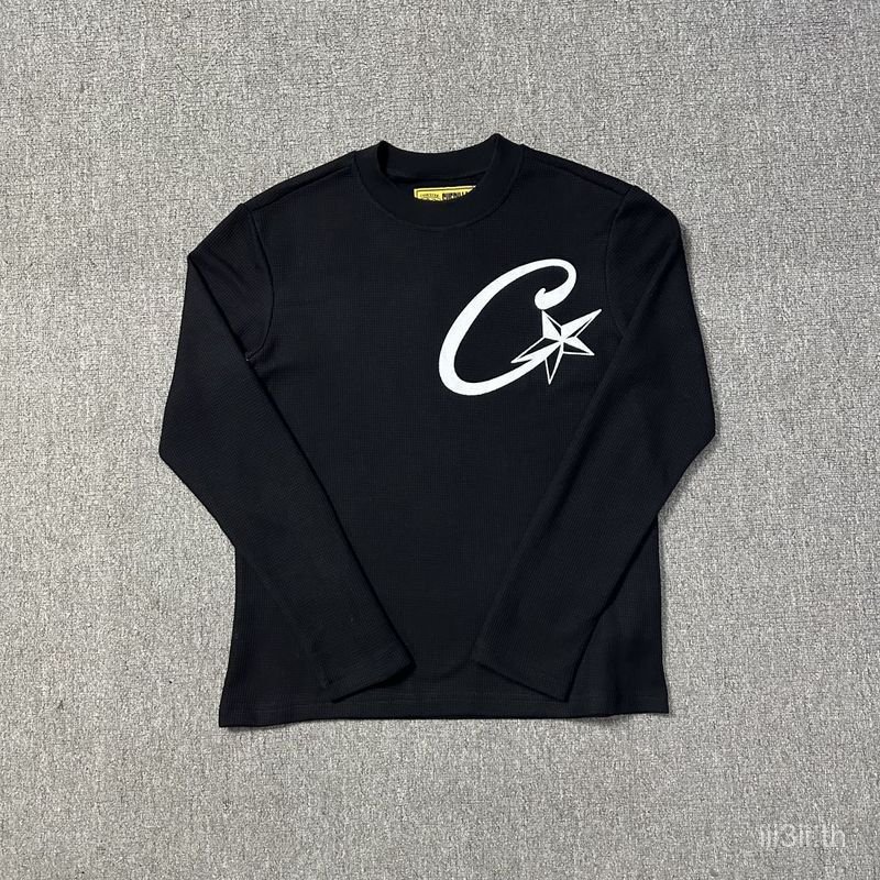 Street Wear Corteiz Sweatshirt Waffle Devil Island 5th Anniversary เสื้อยืดแขนยาวผู้ชายผ้าฝ้าย Stree