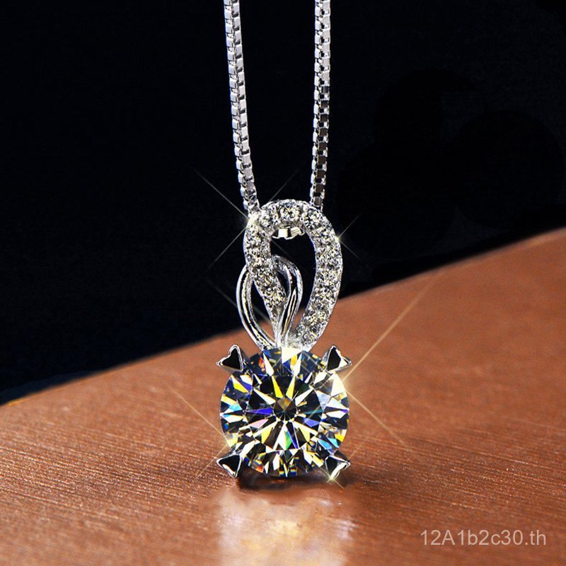 จี้ Moissanite Angel Love ชุบทองคำขาว PT950 พร้อมสร้อยคอ platimum ในสไตล์อเมริกัน