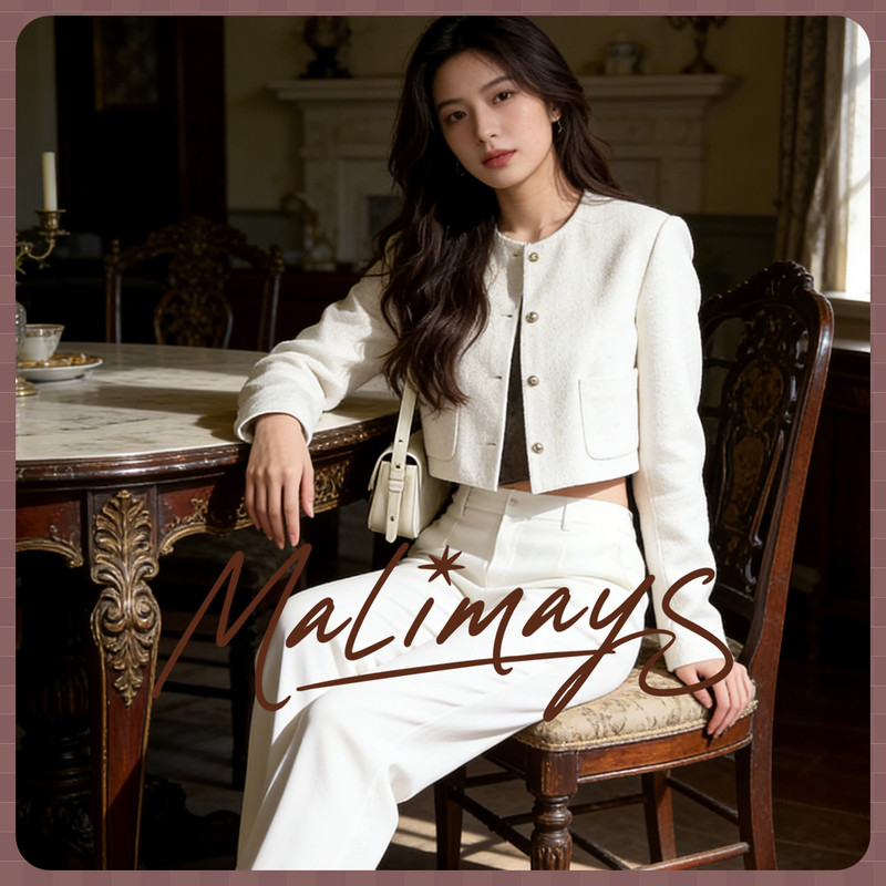 MALIMAYS Jolin Blazer เสื้อเบลเซอร์สไตล์คลาสสิก คอคอก สีพื้นฐาน ผ้าใส่สบาย